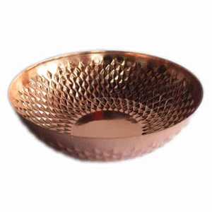 Hammered Copper Color Aluminum Eco-Friendly Durable <b>Large</b> Round Metal Salad Fruit Soup Dinner <b>Serving</b> <b>Bowl</b> for Party Table - Product Image 1