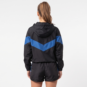 <b>Women</b> <b>Windbreaker</b> 3/4 Zipper Hoodie Drawstring Shorts Set Lightweight Nylon Shorts Tracksuit <b>Women</b> Custom Logo Hooded Top Shorts - Product Image 2