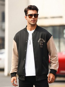 Modern College Streetwear <b>Baseball</b> Varsity <b>Jacket</b> <b>for</b> <b>Men</b> Snap Button Closure Custom Lightweight Fleece Trendy Winter Fashion - Product Image 4