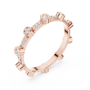 Bague éternité en or rose et diamants pour femme, diamants taille ronde, bijoux pour mariage et anniversaire - Product Image 4