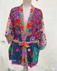 Hermoso Kimono Phulkari Bordado, Kimono Phulkari para Damas de Honor, Kimono con Trabajo de Espejo, Kimono Largo Phulkari, Túnicas Kimono Phulkari, Regalo para Ella - Product Image 5