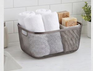 Cesta de Almacenamiento de Alambre Metálico Premium, Rectangular, con Asa, Diseño Simple, Contenedor Multiusos para Organización - Product Image 3