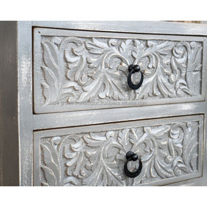 2025ชุดนอนข้างเตียงทำจากไม้แกะสลักสไตล์อินเดียแบบทันสมัยสำหรับห้องนั่งเล่นห้องอาหารโรงแรมเฟอร์นิเจอร์ในบ้าน - Product Image 3