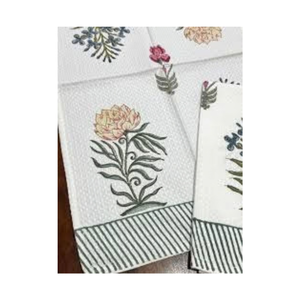 Serviette de cuisine brodée motif botanique en coton 40x60cm 180GSM 200TC, torchon, certifiée BSCI OEKO-TEX, faible MOQ, OEM ODM, export en gros depuis l'Inde - Product Image 2