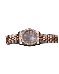 Top Quality Round Cut Stainless Steel Grey Dial Round Cut Diamond Watch For Unisex Available at Affordable Price - Product Image 1