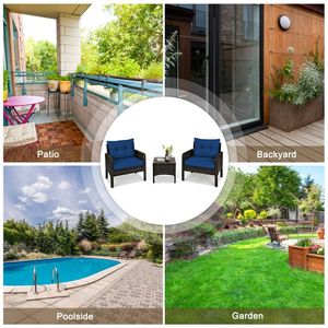 Set da conversazione in Rattan con Patio esterno in 3 pezzi con comodi cuscini di seduta - Product Image 5