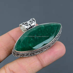 Colgante de Plata de Ley 925, colgante de piedras preciosas reales, colgante hecho a mano, regalo para novia, hermosa joyería de Esmeralda - Product Image 1
