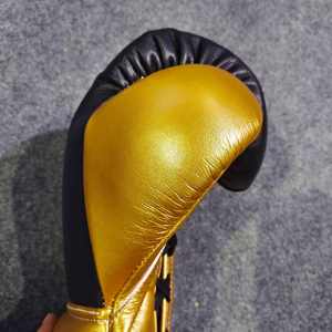 Guantes de Boxeo de Cuero Dorado, Completos, con Cierre en la Muñeca, Transpirables, Ligeros, Unisex, para Entrenamiento de Adultos - Product Image 4