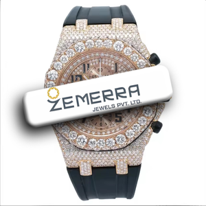 Reloj de Lujo para Hombre, Estilo Hip Hop, con Diamantes Moissanite, Cuarzo, Correa de Acero Inoxidable Azul, Caja de 10 mm, Pantalla Analógica, Reloj con Cristales - Product Image 1