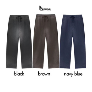 465GSM Unisex Heavyweight Sweatpants – Cotton <b>Polyester</b> Vintage Washed Terry Straight Leg Streetwear <b>Joggers</b> - Product Image 2