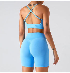 Conjunto de Shorts y Sujetador de Yoga para Mujer, Tallas Grandes, con Logotipo Personalizado al por Mayor, Poliéster y Spandex, Elástico en 4 Direcciones, Transpirable, Conjunto Deportivo de 2 Piezas - Product Image 5