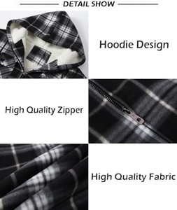 Sudadera con Capucha a Cuadros para Hombre al por Mayor, Chaqueta de Franela con Forro de Sherpa, Ajuste Regular, Sudadera Casual para Invierno con Diseño de Bolsillos - Product Image 6