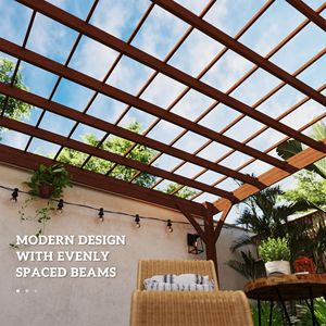 Pergola in Alluminio 3,6m x 6m per Giardino Esterno, Patio, Terrazza, Gazebo per Viti con Ancoraggi in Cemento, Colore Marrone - Product Image 5