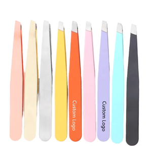 Pinzas para Depilar Cejas de Acero Inoxidable con Logotipo Personalizado, Bajo MOQ, Marca Privada, Pinzas Inclinadas para Cejas y Pestañas ANAAIF - Product Image 2