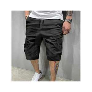 Shorts cargo décontractés pour hommes, taille élastique, longueur genou, style streetwear - Product Image 1