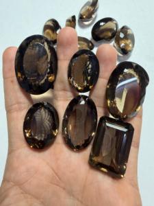 Cuarzo Ahumado Natural, Piedras Preciosas Sueltas 100% Naturales para Joyería, Piedra Facetada Marrón, Formas Mixtas, Corte Esmeralda Ovalado, Cristal - Product Image 1