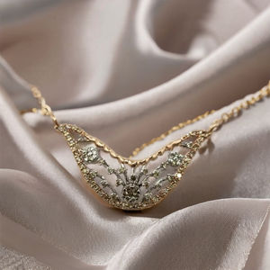 New Collection Tanmaniya Women's Ethnic 14K Gold Rhodium Plated Double Kunda Pendant Set with Elegant Diamonds Pendants & Charms - Product Image 5