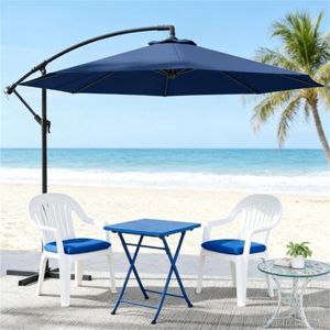 Sombrilla de terraza azul marino con base, sombrilla para patio exterior y bases - Product Image 1