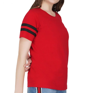 T-shirt en coton 100 % respirant et écologique pour femme, col rond, uni, décontracté, été, vente en gros - Product Image 1