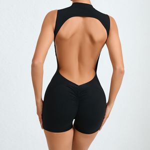 Mono de mujer de cintura alta rojo sin mangas con espalda descubierta, cuello halter, efecto levanta glúteos, de elastano y poliéster, para discoteca, primavera-verano - Product Image 2