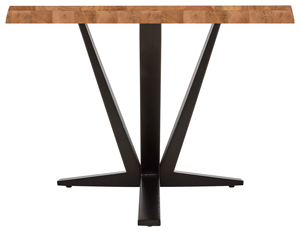 Mesa de Comedor Moderna para el Hogar, Cocina o Restaurante, con Cubierta de Madera de Acacia Sólida Natural Única con Borde Natural y Base de Metal Negro de Diseño Industrial - Product Image 4