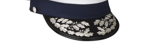 Maritime ceremonial untrimmed cap, Silver Embroidered peaked cap, anchor badge cap, premium uniform cap - Product Image 2