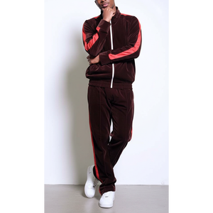 2026 En gros Survêtements personnalisés 2 pièces pour hommes, à col montant zippé, imprimés, en velours mi-lourd, style urbain - Product Image 1