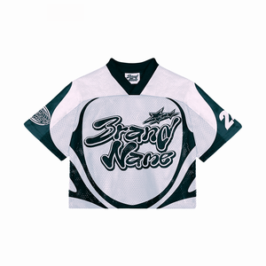 Top de moda unisex de corte holgado de malla, estilo casual oversize, para streetwear, con estampado personalizado, OEM ODM, directo de fábrica, corto - Product Image 1