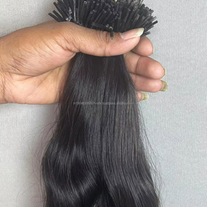 100% Extensions de cheveux humains indiens de qualité supérieure I-Tip respectueux de la chaleur longue durée Look naturel Styles de vagues profondes et lâches - Product Image 1