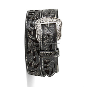 Ceinture d'outillage en cuir occidental pour hommes, blanche, sculptée à la main, en relief floral, pour Cowboy Cowgirl - Product Image 3