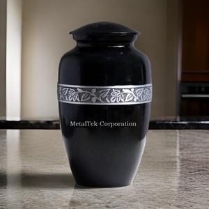 Urne de crémation adulte en métal massif noir Antique Style américain mémorial cendres souvenir bas prix en gros urne funéraire pour l'enterrement - Product Image 2