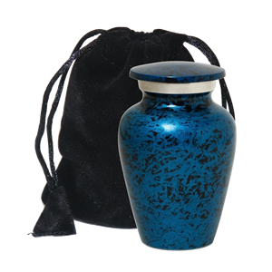 Marble Blue Metal <b>Keepsake</b> Urn Adult <b>Ashes</b> Cremation Memorial Urn Painted Remembrance Vessel - Product Image 5