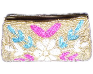 Pochette de soirée perlée en pierre, faite à la main, dorée, de luxe pour femme - Product Image 2
