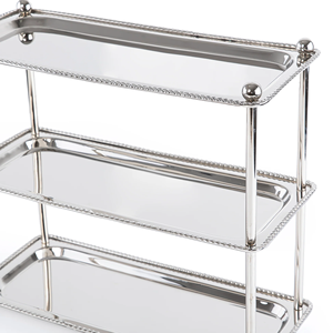 ชั้นวางเค้กสี่เหลี่ยมสแตนเลส 3 ชั้น ถาดเสิร์ฟแบบใช้ซ้ำได้ ชั้นวางโชว์ - Product Image 3