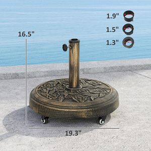 Base per Ombrellone da Patio Rotonda con Ruote in Resina da 46 Libbre, Supporto per Esterni per Pali da Ombrellone da 1.3”, 1.5”, 1.9” - Product Image 3