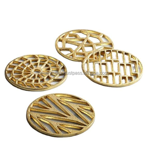 Sous-verres en aluminium moulé en métal avec motifs de lignes Sous-verres décoratifs pour la décoration de la maison pour l'hôtel - Product Image 1