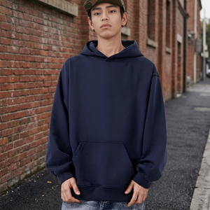 Sweat-shirt à capuche surdimensionné pour homme, couleur unie, en molleton de coton, décontracté, avec poche, pour l'automne - Product Image 3