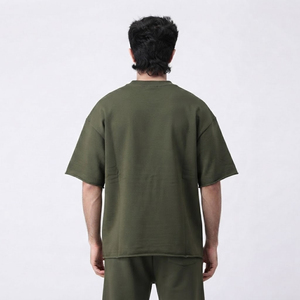 Camiseta Extra Grande Verde Oliva para Hombre, Manga Corta, Informal, de Algodón, Cuello Redondo - Product Image 2