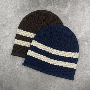 Striped Beanie Custom Rib Knit <b>Winter</b> <b>Cap</b> Wholesale Private Label Headwear Manufacturer Logo Supplier for USA EU Fashion Brands - Product Image 4