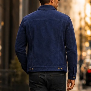 Chaqueta Premium Vintage Azul Marino de Lona con Cremallera Estilo Western para Hombre, Venta al por Mayor, Cortavientos, Transpirable, Servicio OEM - Product Image 3