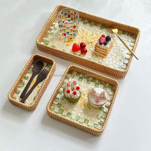 Stylish Mother of Pearl Inlaid Rattan <b>Tray</b> for Interior Design Projects Available for Wholesale Customizable and Durable - Product Image 4