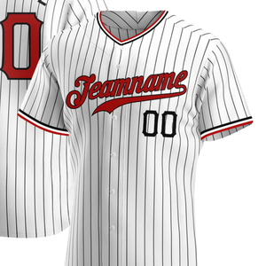 Camiseta de Béisbol Auténtica Blanca con Rayas Rojas y Negras para Hombre, Uniforme de Equipo con Botones, Ropa Deportiva Transpirable para el Día del Partido - Product Image 2