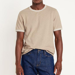 T-shirt en coton et élasthanne pour homme, respirant, coupe ajustée, simple - Product Image 2