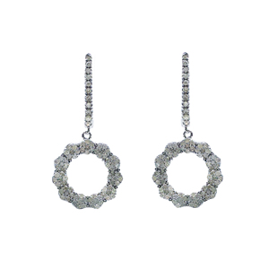 1.30 Cttw Round Cut Natural Diamond Drop <b>Dangle</b> <b>Earrings</b> for Women in 925 Sterling <b>Silver</b>, Prong Setting, 33x15mm - Product Image 1