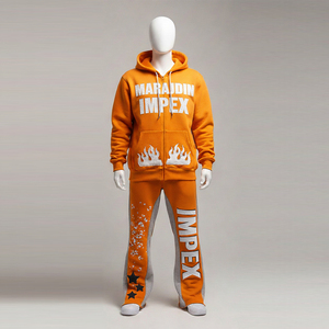 ชุดเซ็ตสองชิ้นสำหรับฤดูหนาว กางเกงขายาวผ้าเฟรนช์เทอร์รี่ปักลาย ฮู้ดดี้แบบจ็อกเกอร์ มีเชือกผูก เอวสูง ผ้าหนา เป็นมิตรต่อสิ่งแวดล้อม - Product Image 2