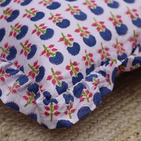 Housse de coussin rectangulaire à volants floraux, 100% coton, faite à la main, style bohème, imprimée, pour la décoration de la maison