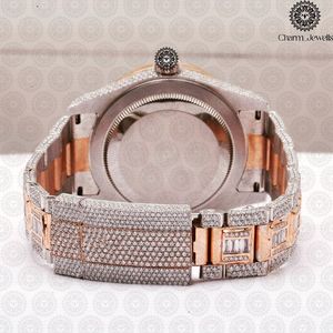 Charm Jewells Montre de luxe pour femme, bracelet en acier inoxydable, boîtier rond, cadran analogique de 38 mm, mouvement à quartz en cristal de saphir - Product Image 3