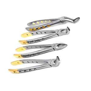 Ensemble de 4 forceps d'extraction dentaire à préhension profonde, anti-traumatiques, avec revêtement diamanté, en acier inoxydable - Product Image 1