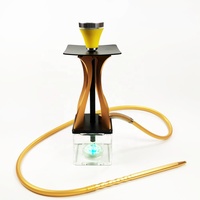 Ensemble de chicha en aluminium avec base LED en forme de cube, kit de chicha en métal avec base transparente en acrylique pour utilisation en lounge bar ou club