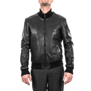 Chaqueta de cuero para hombre de nuevo estilo Estilo de bombardero de invierno con cuello redondo y cierre de cremallera Servicio OEM disponible - Product Image 2
